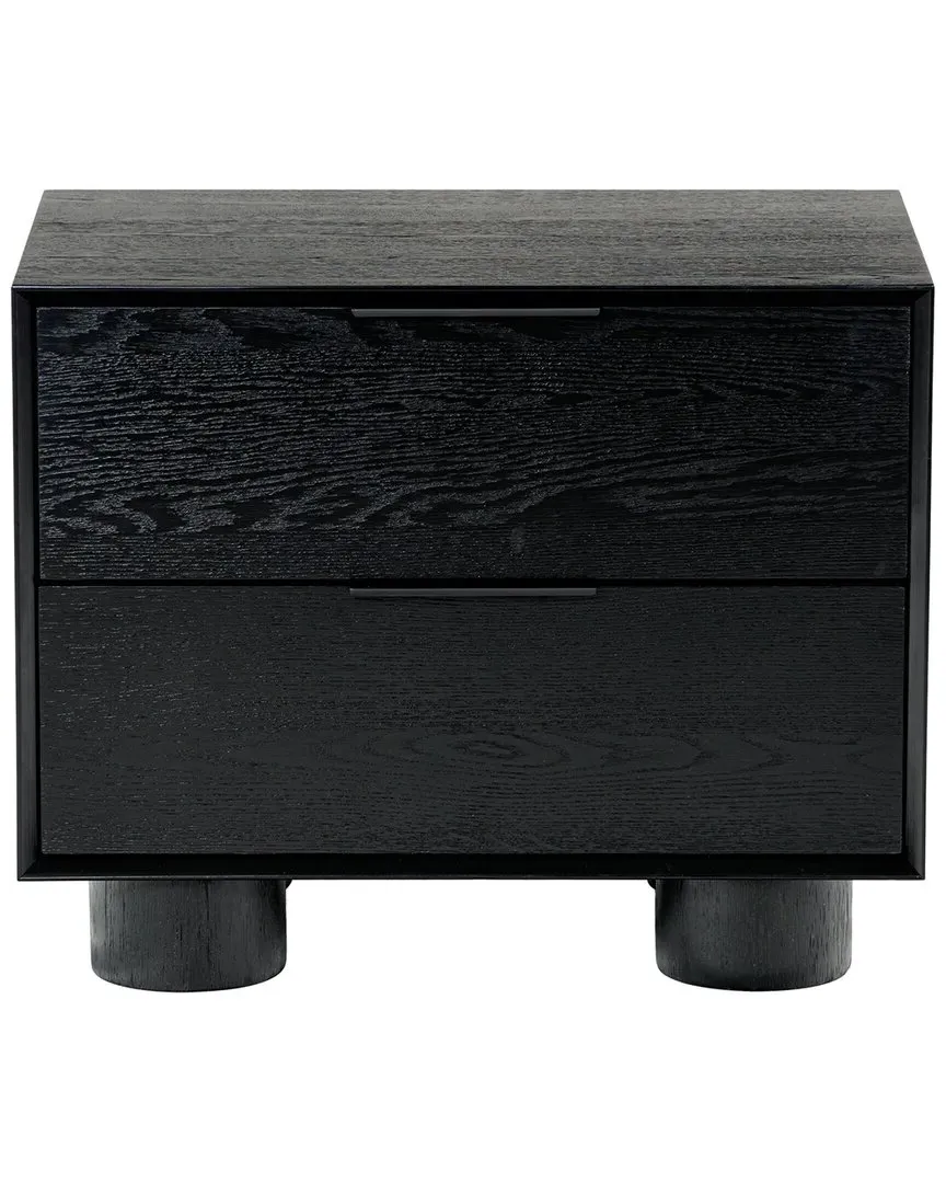 Addyson Wood 2 Drawer Nightstand - Black, Rubber Wood image