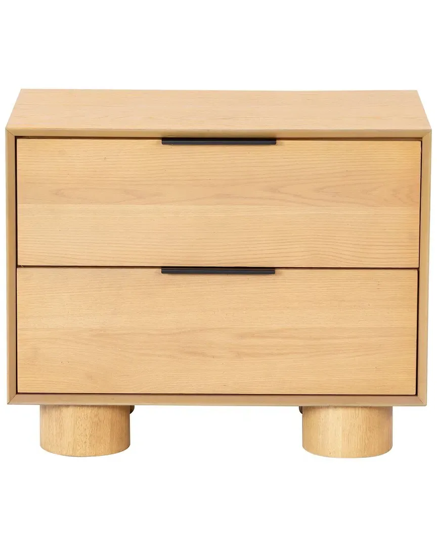 Addyson Wood 2 Drawer Nightstand - Brown, Rubber Wood