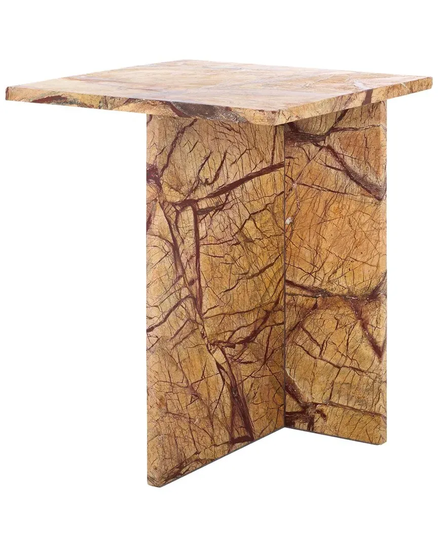 Adriano 2-Leg Accent Table - Beige, Marble