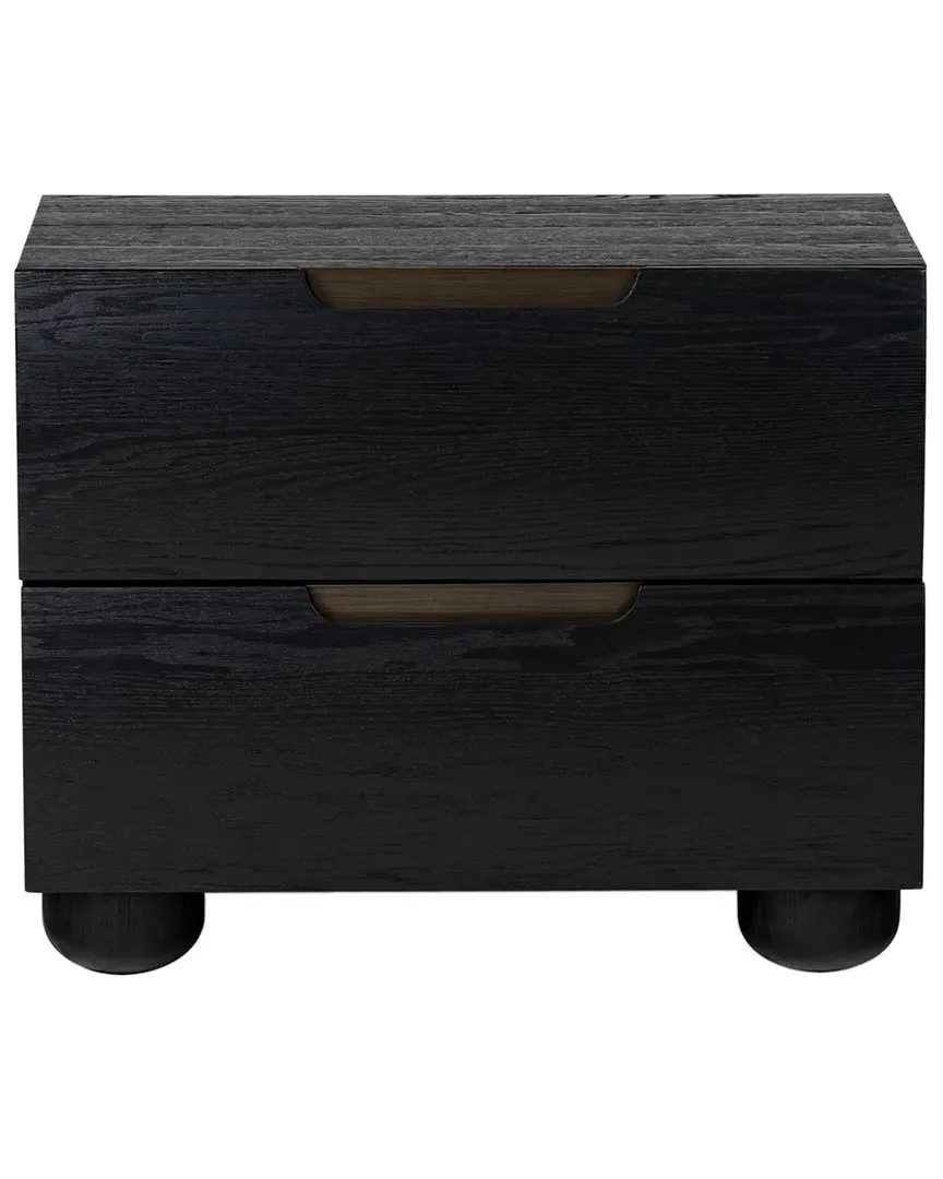 Beethoven 2 Drawer Nightstand - Black, Rubber Wood image