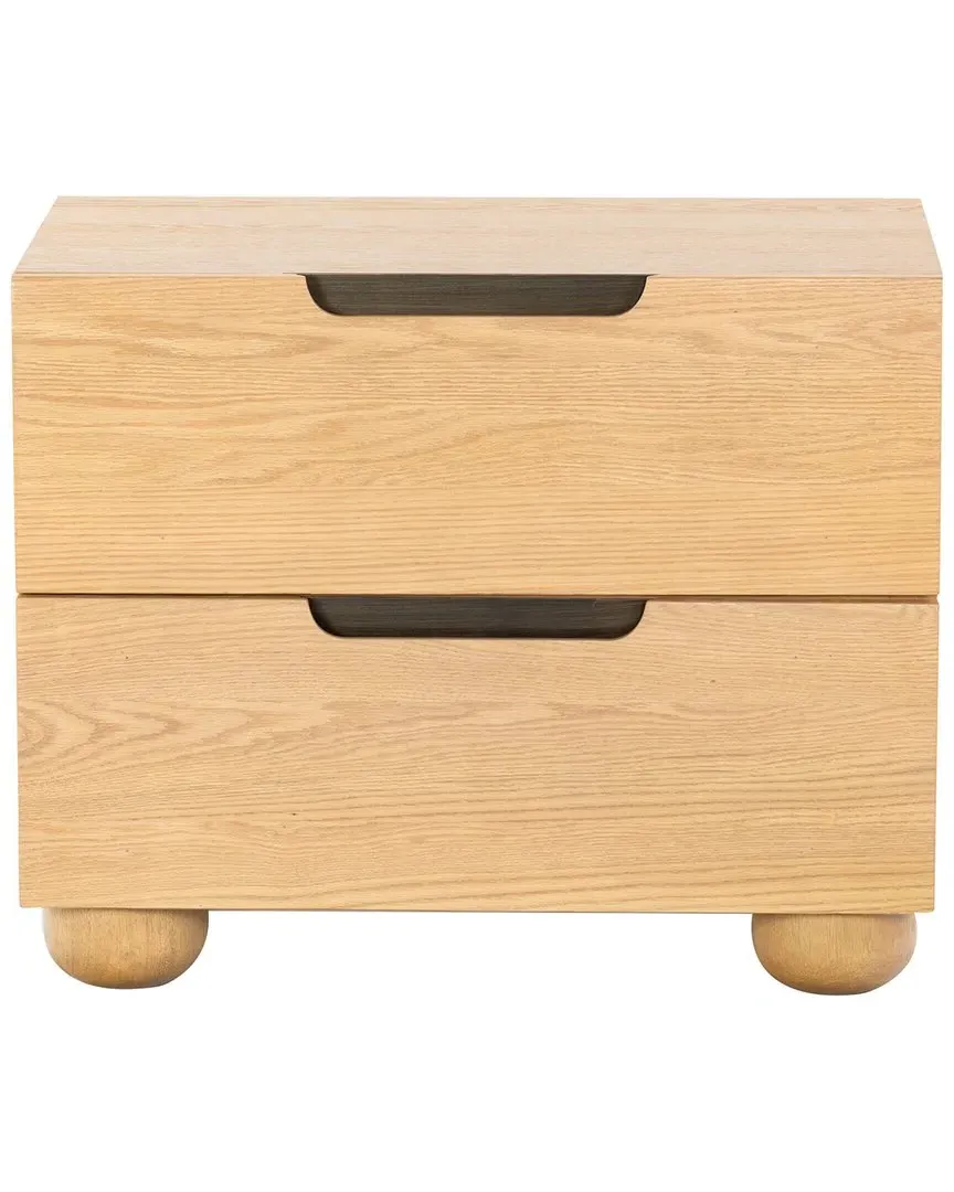 Beethoven 2 Drawer Nightstand - Brown, Rubber Wood