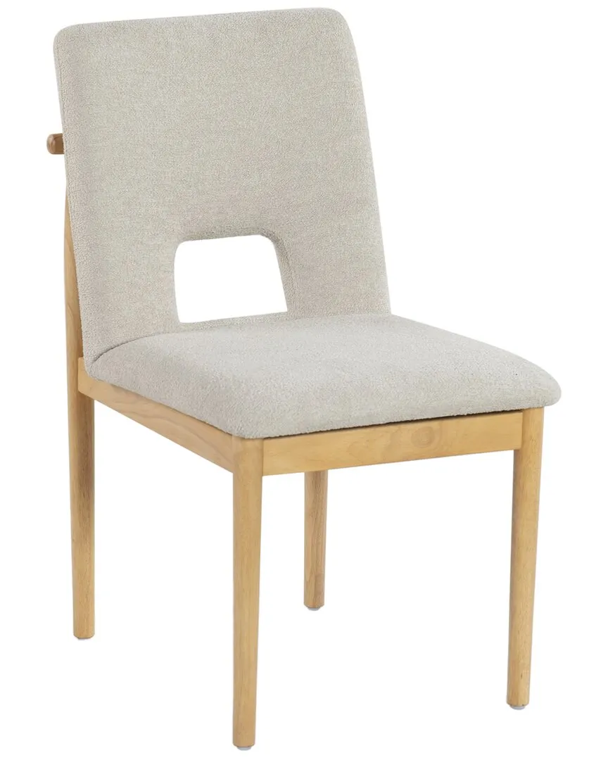 Benjy Wood & Boucle Dining Chair - Beige, Rubberwood
