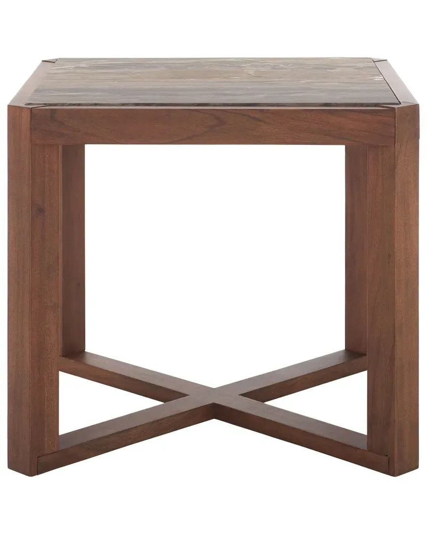 Bernardi Square Accent Table - Walnut, Marble