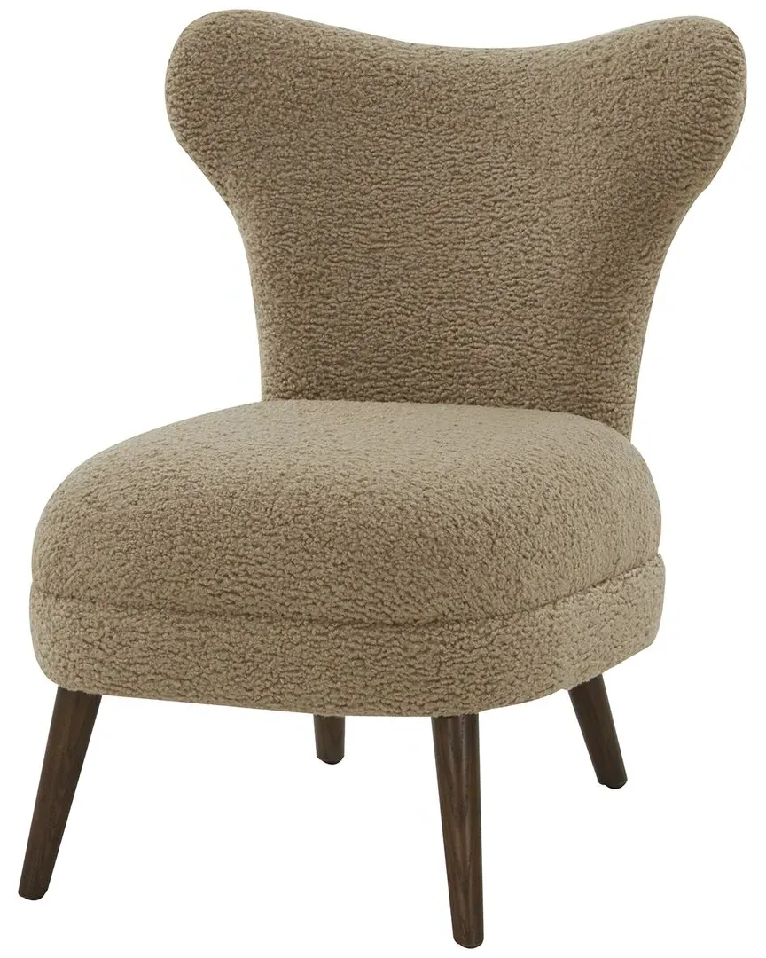 Brandietta Faux Shearling Chair - Light Brown, Walnut