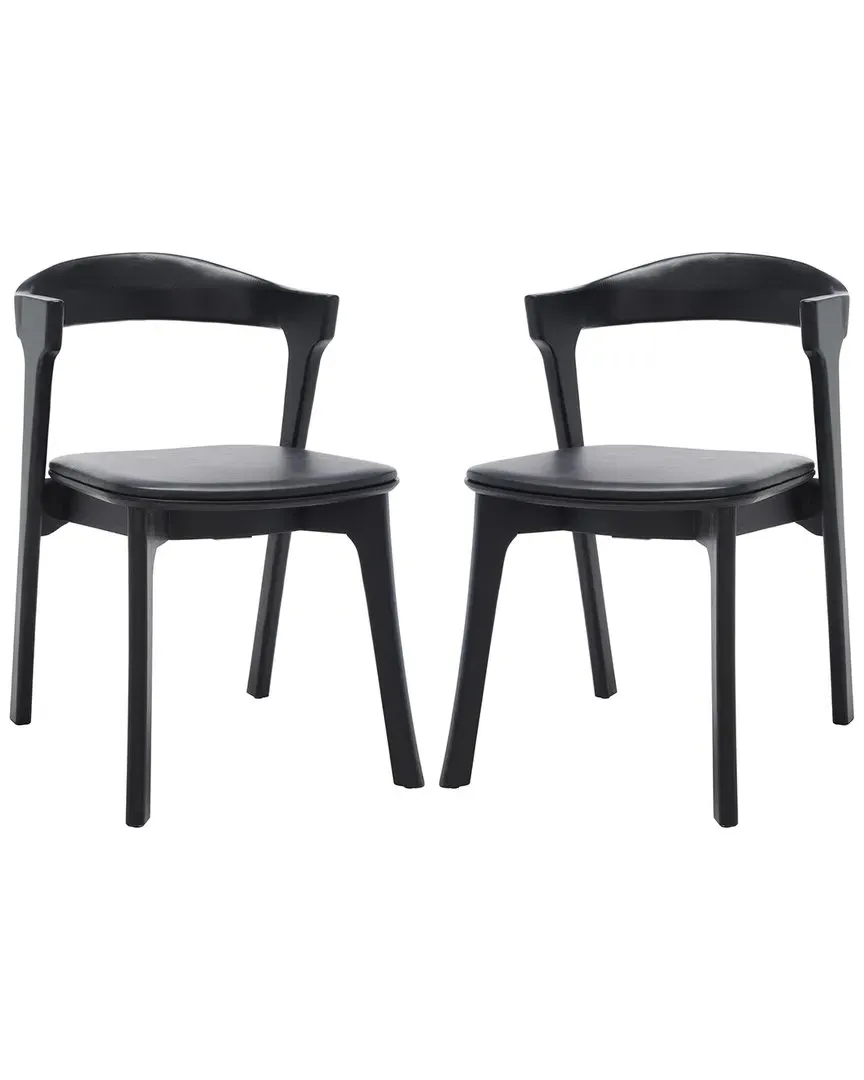 Brylie Dining Chair Set of 2 - Black, Leather