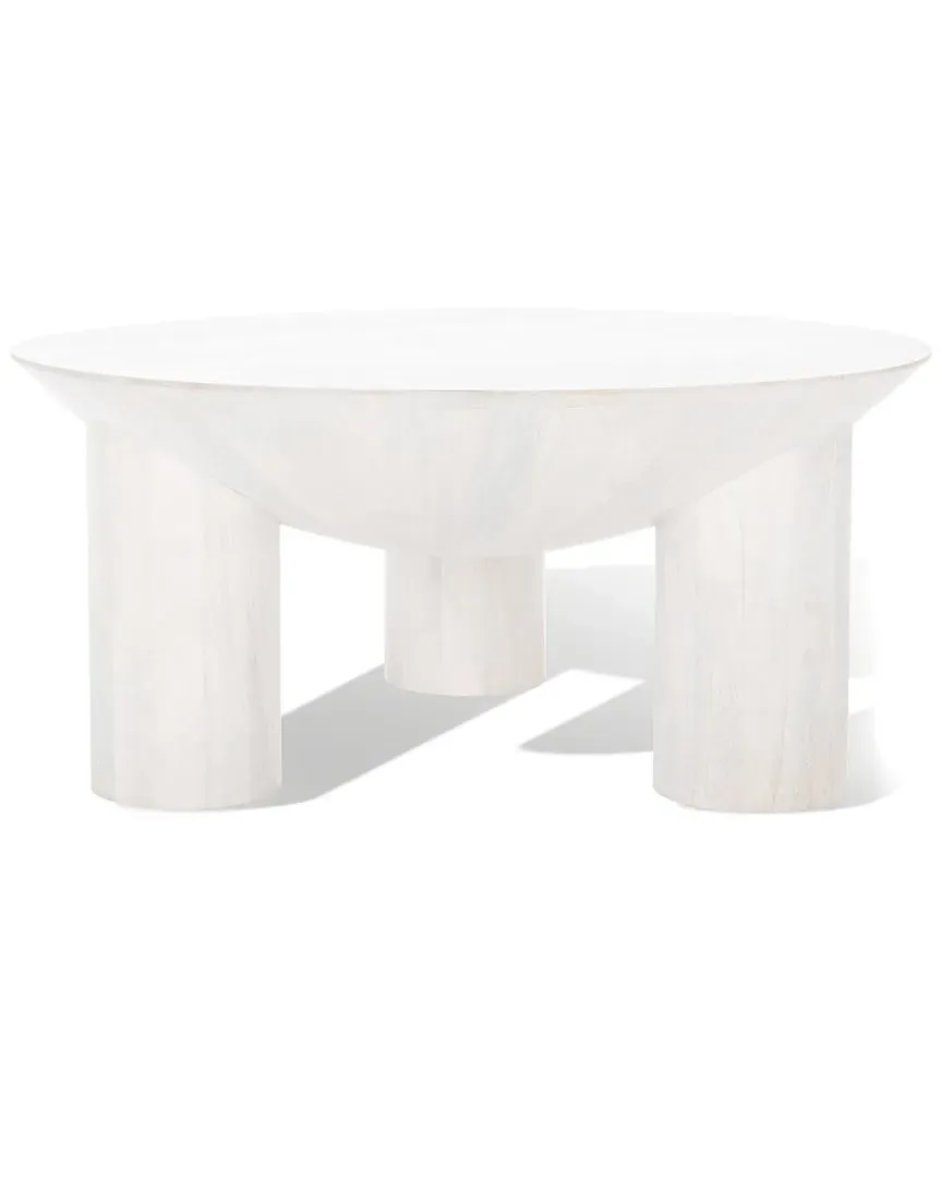 Calhoun Round Coffee Table - White, Mango Wood