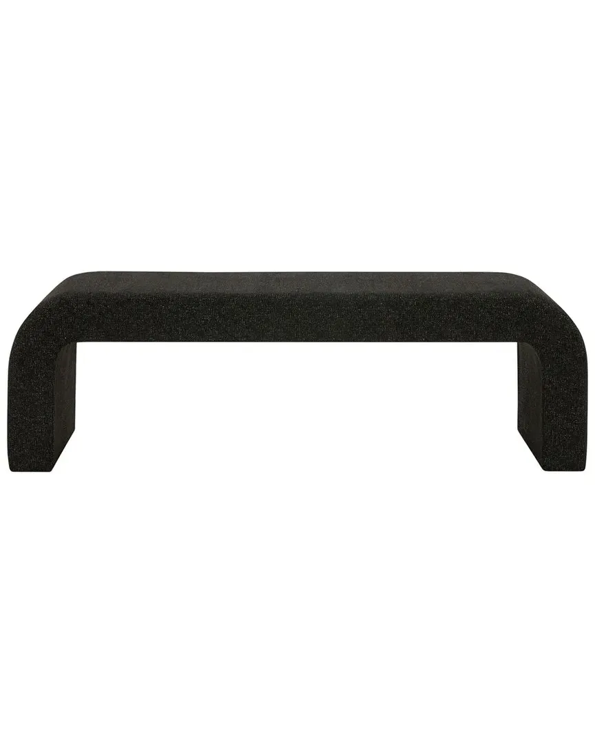 Caralynn Upholstered Bench - Black, Linen