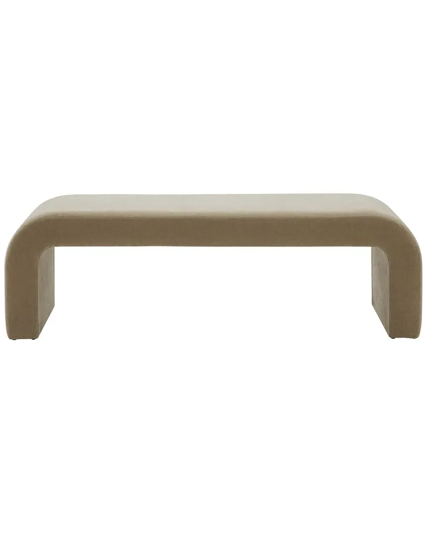 Caralynn Upholstered Bench - Light Brown, Velvet