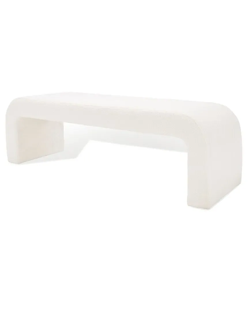 Caralynn Upholstered Bench - White, Faux Lambs Wool