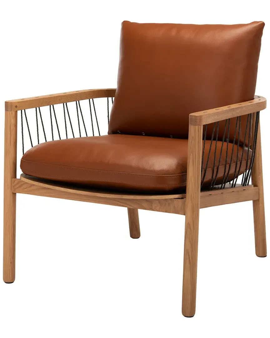 Caramel Leather Chair - Brown, Oak