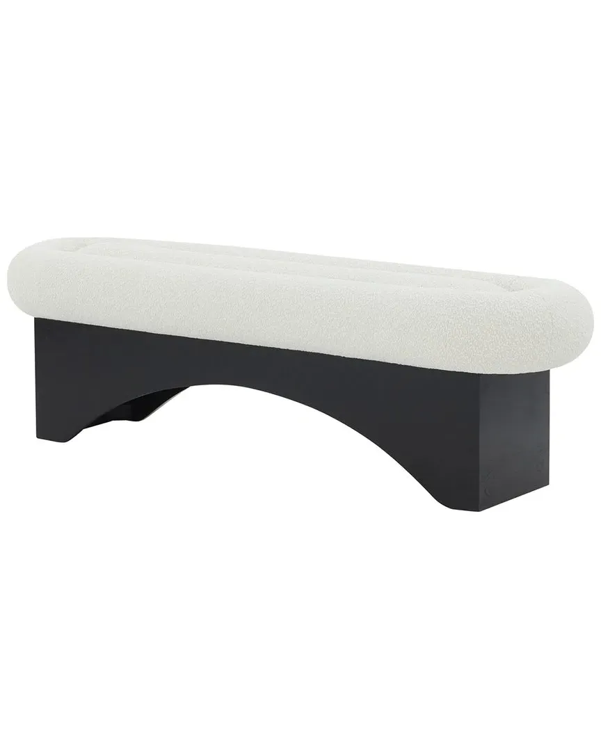 Carsen Boucle & Wood Bench - Ivory, Ashwood image