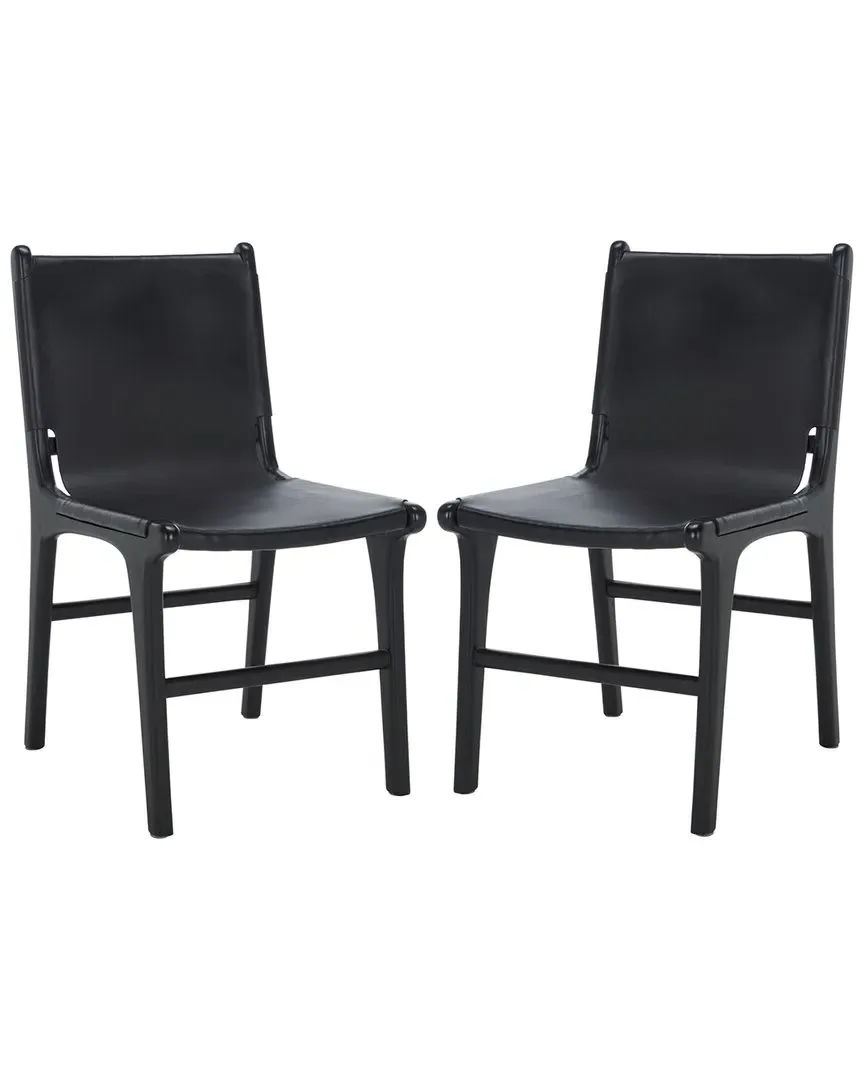Cassaphina Leather Dining Chair - Black, Teak image