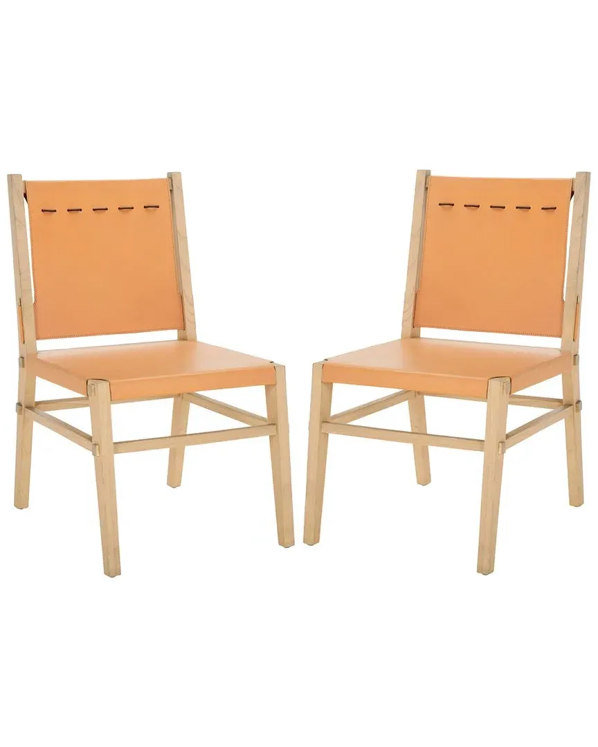 Catriella Leather Dining Chair - Tan, Mindi Wood