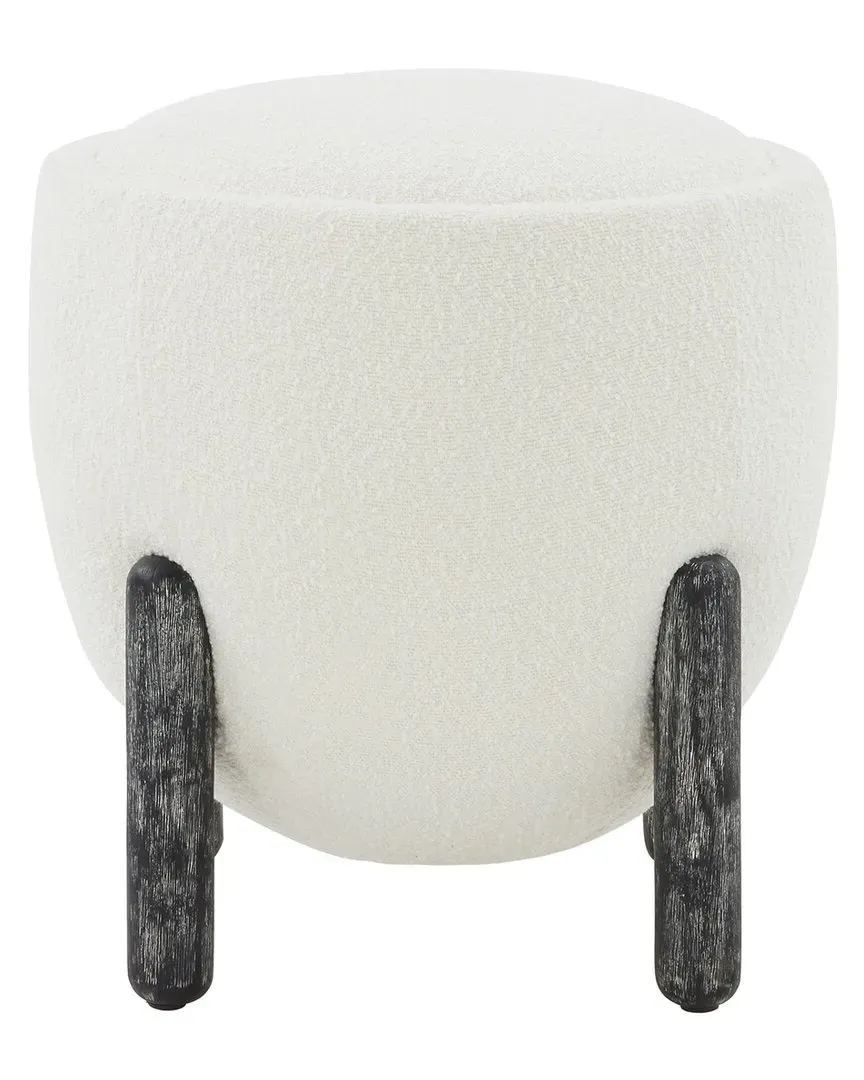 Clarabella Round Upholstered Ottoman - Ivory, Boucle