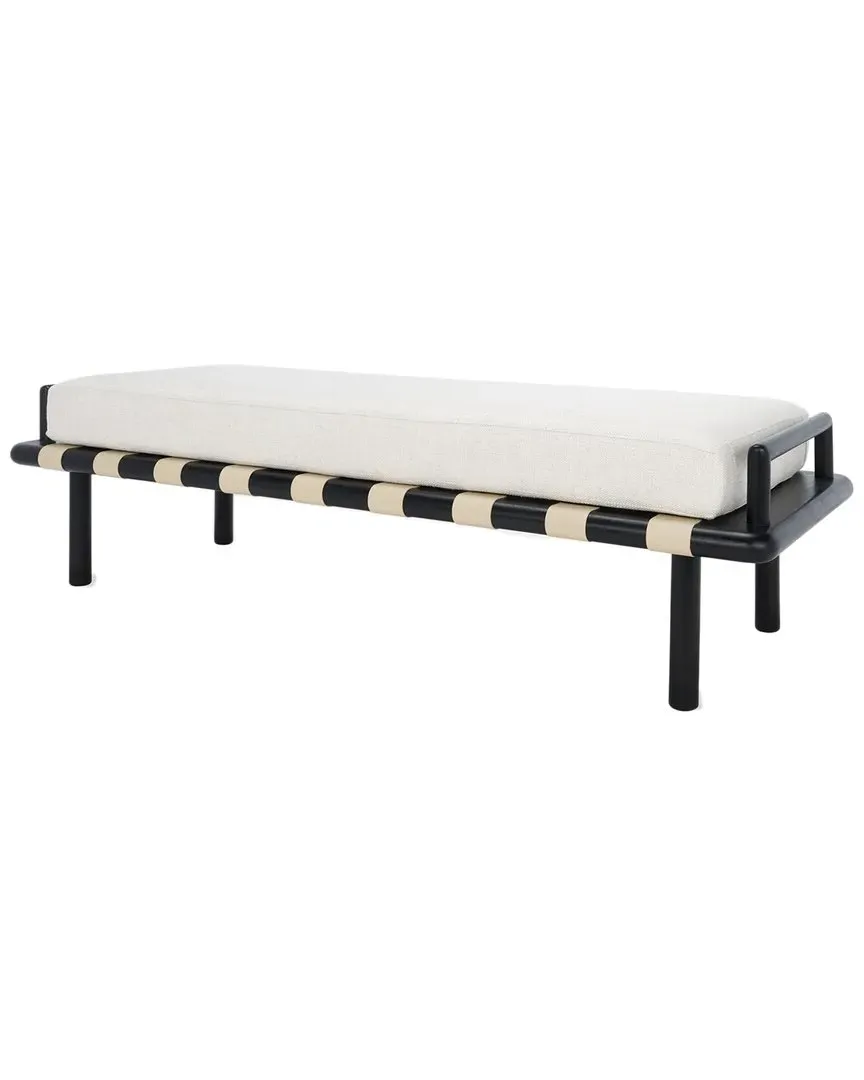 Constantine Teak Bench - Black, Leather image