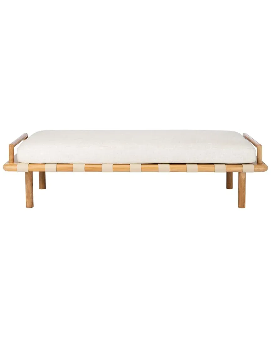 Constantine Teak Bench - Natural, Leather