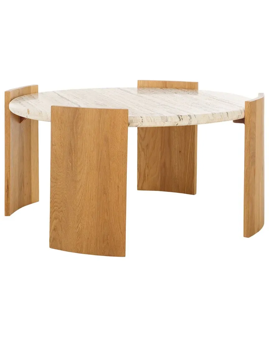 Damarcus Square Coffee Table - Natural, Travertine