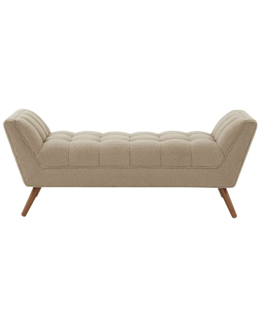 Damian Tufted Bench - Brown, Faux Shearling