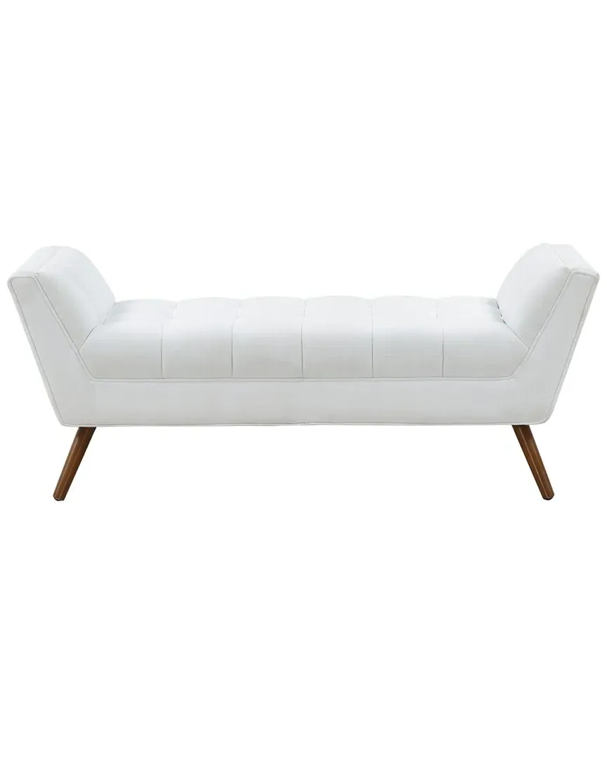 Damian Tufted Bench - White, Fabric