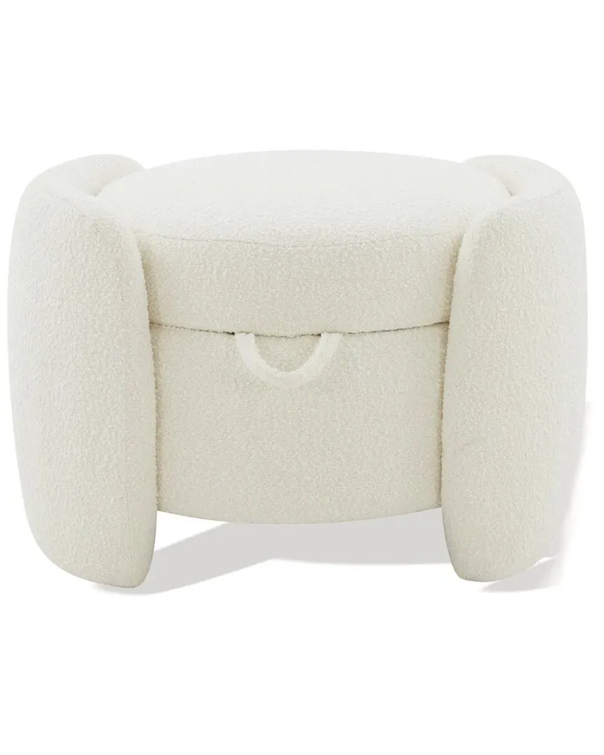 Danianna Ottoman with Storage - Ivory, Boucle