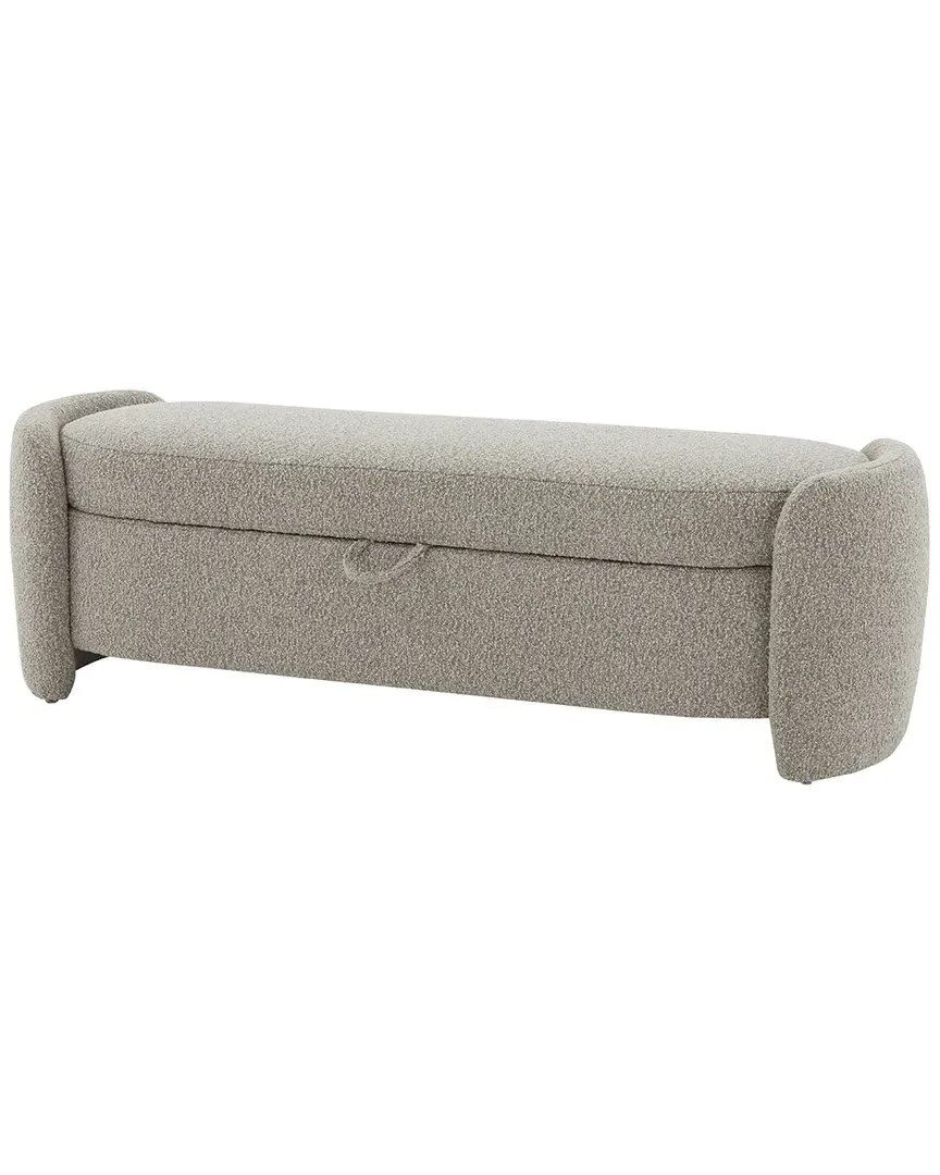 Danianna Storage Bench with Curved Legs - Brown, Boucle
