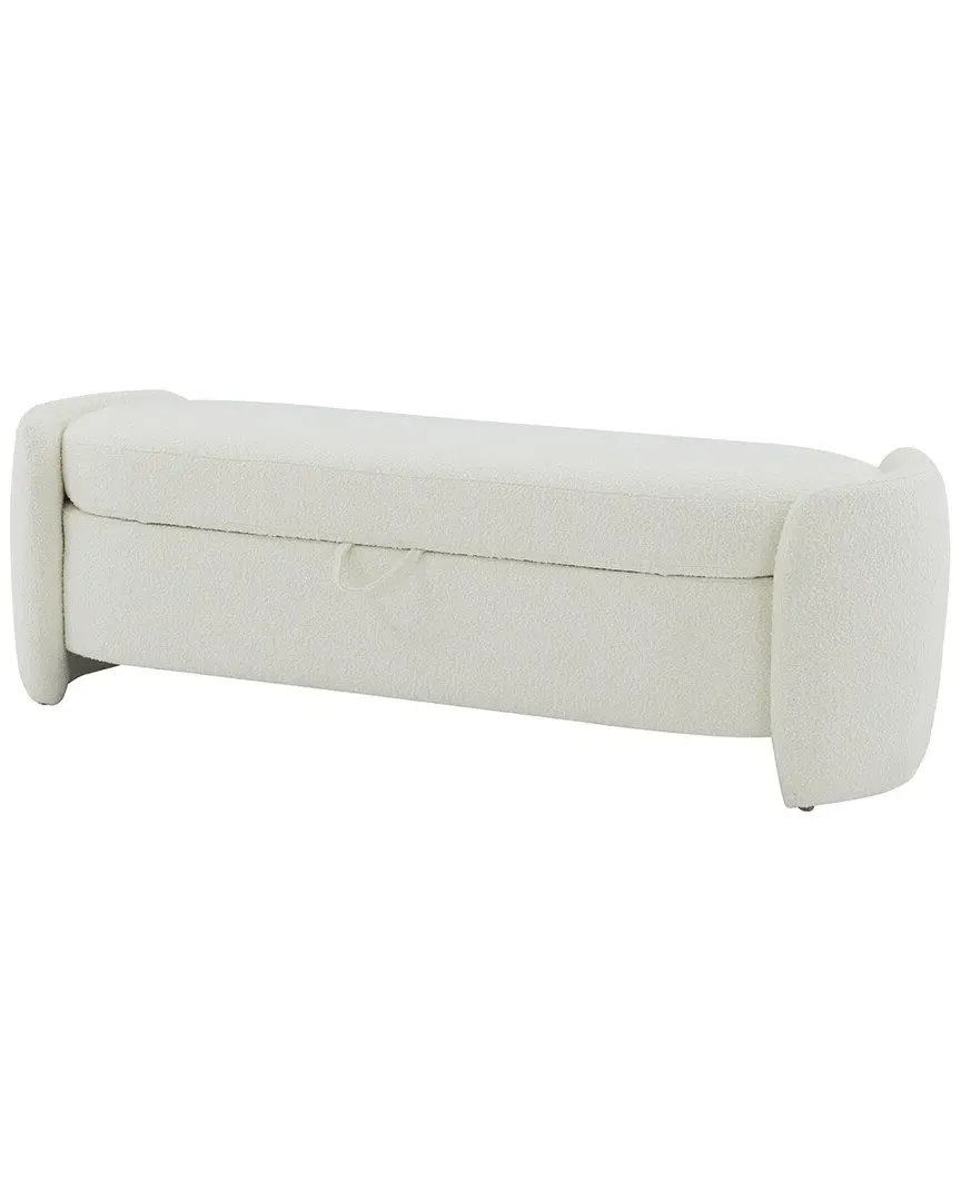 Danianna Storage Bench with Curved Legs - Ivory, Boucle image