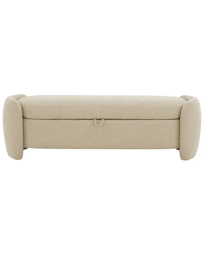 Danianna Storage Bench with Curved Legs - Oatmeal, Boucle
