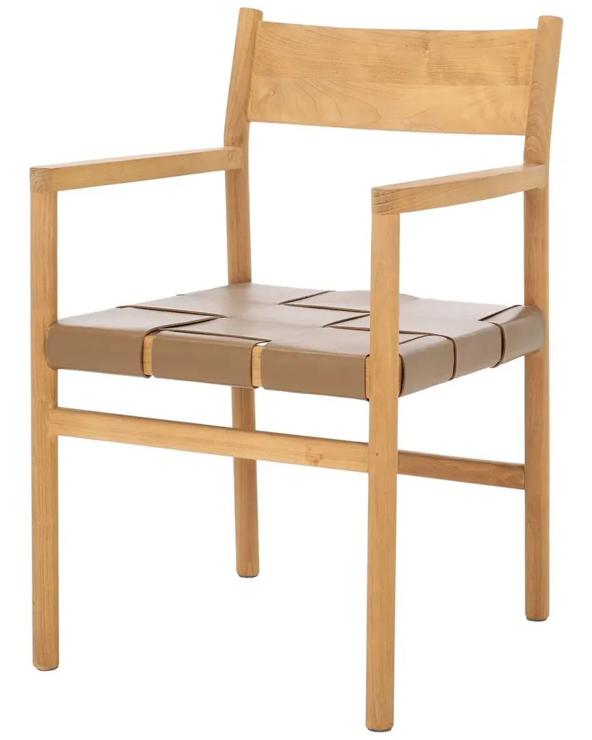 Devnie Woven Leather Dining Chair - Brown, Sungkay Wood