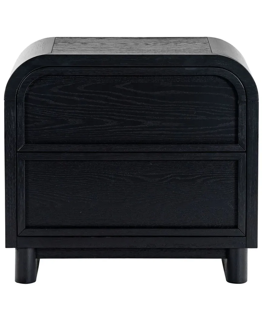 Dinah 2 Drawer Nightstand - Black, Rubberwood image