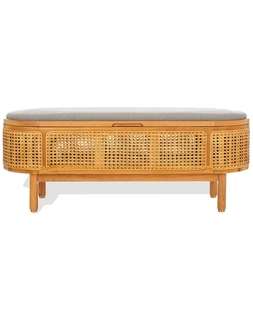 Dolly Cane & Wood Storage Bench - Natural, Grey image
