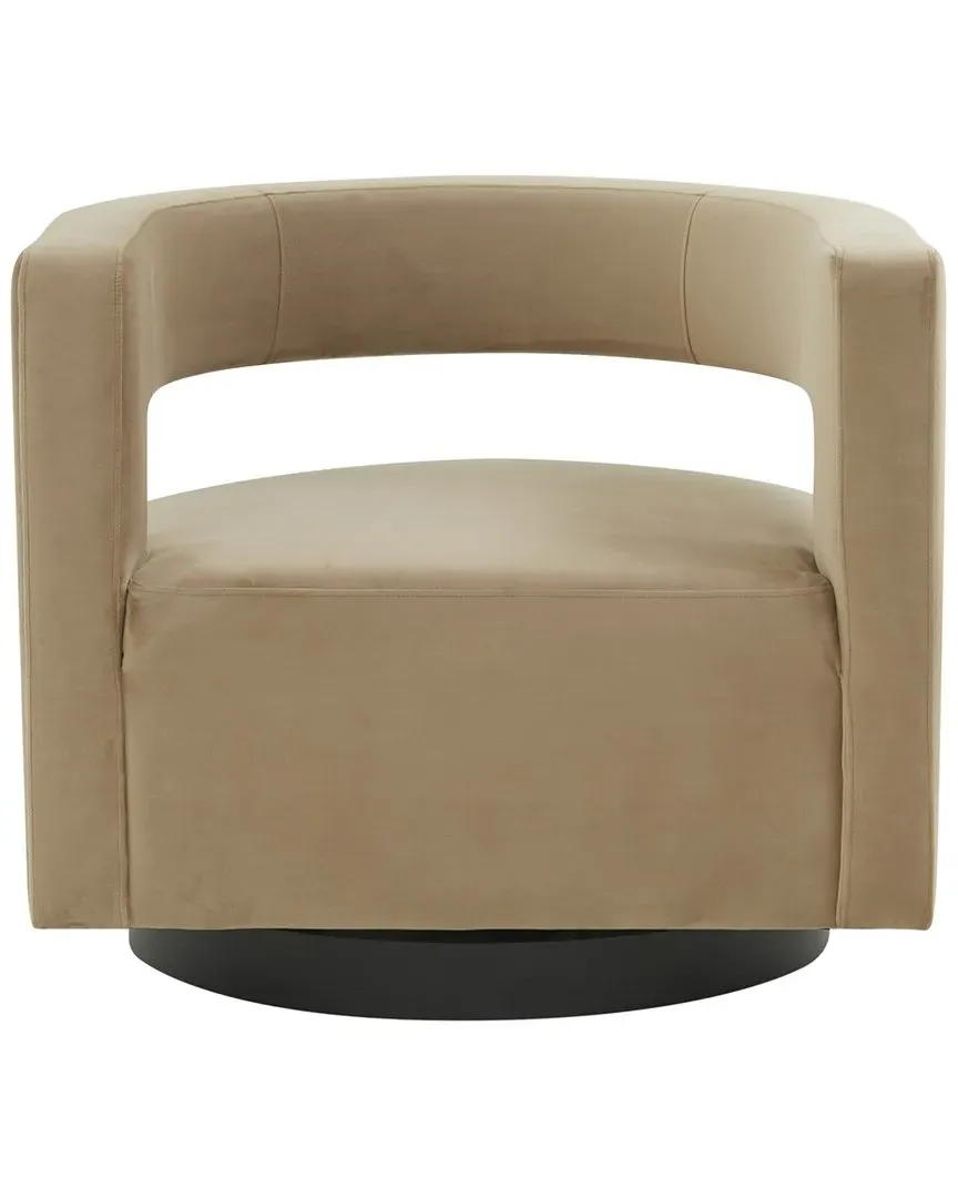 Edgar Velvet Swivel Chair - Light Brown