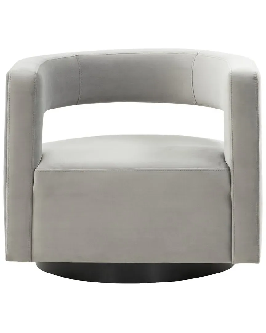 Edgar Velvet Swivel Chair - Light Grey