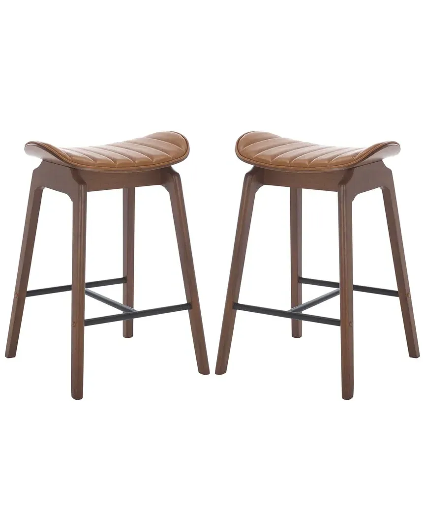 Elline Wood Counter Stool - Walnut, Vegan Leather