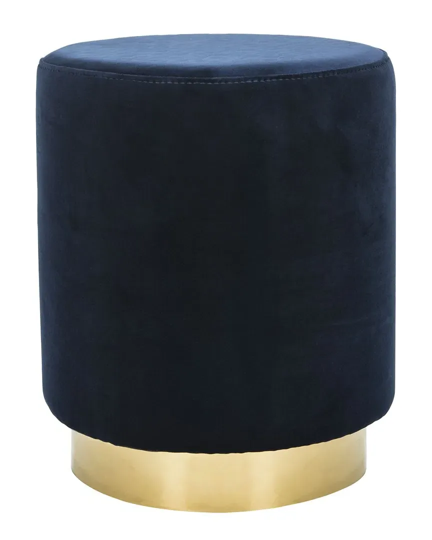 Elsworth Velvet Ottoman with Brass Base - Navy image