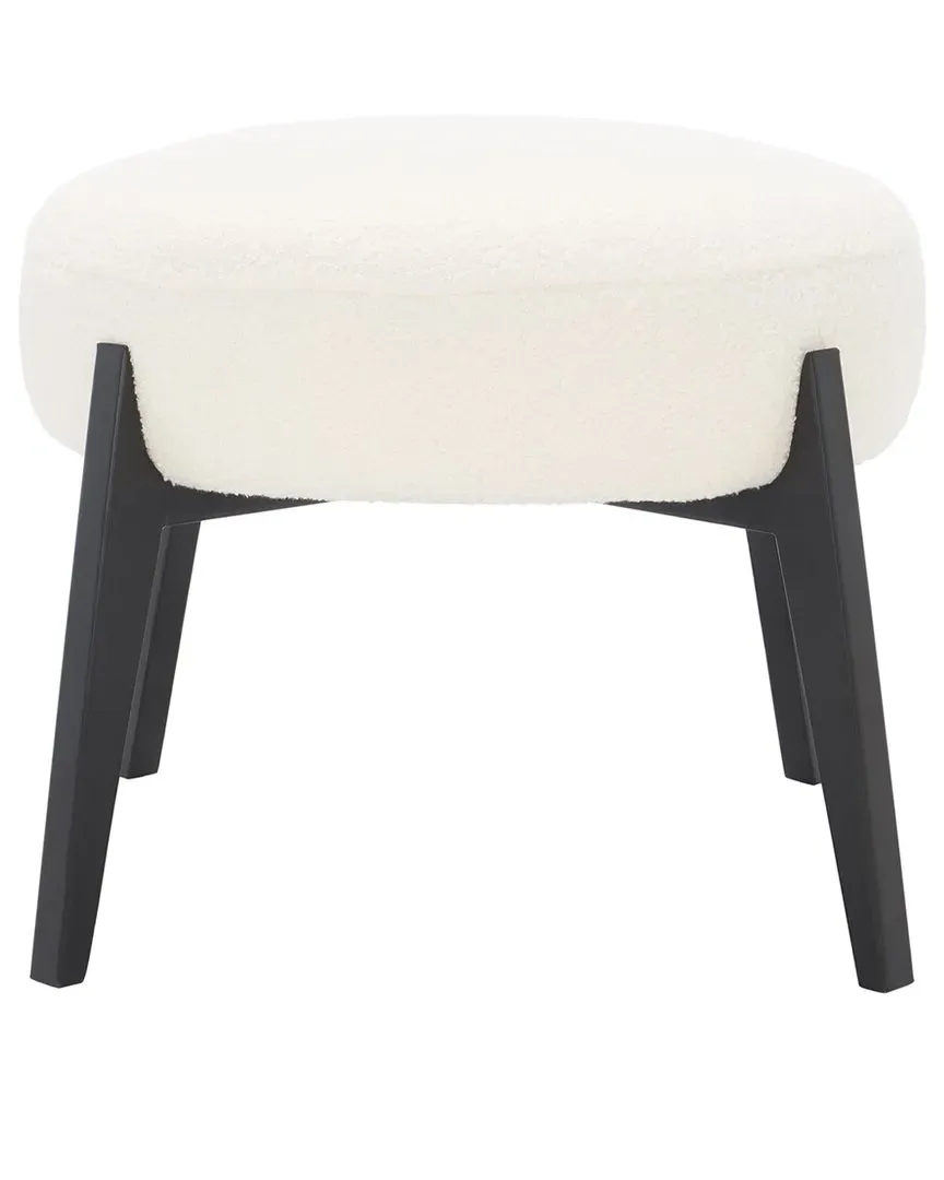 Emilynn Round Ottoman - Ivory, Faux Shearling image