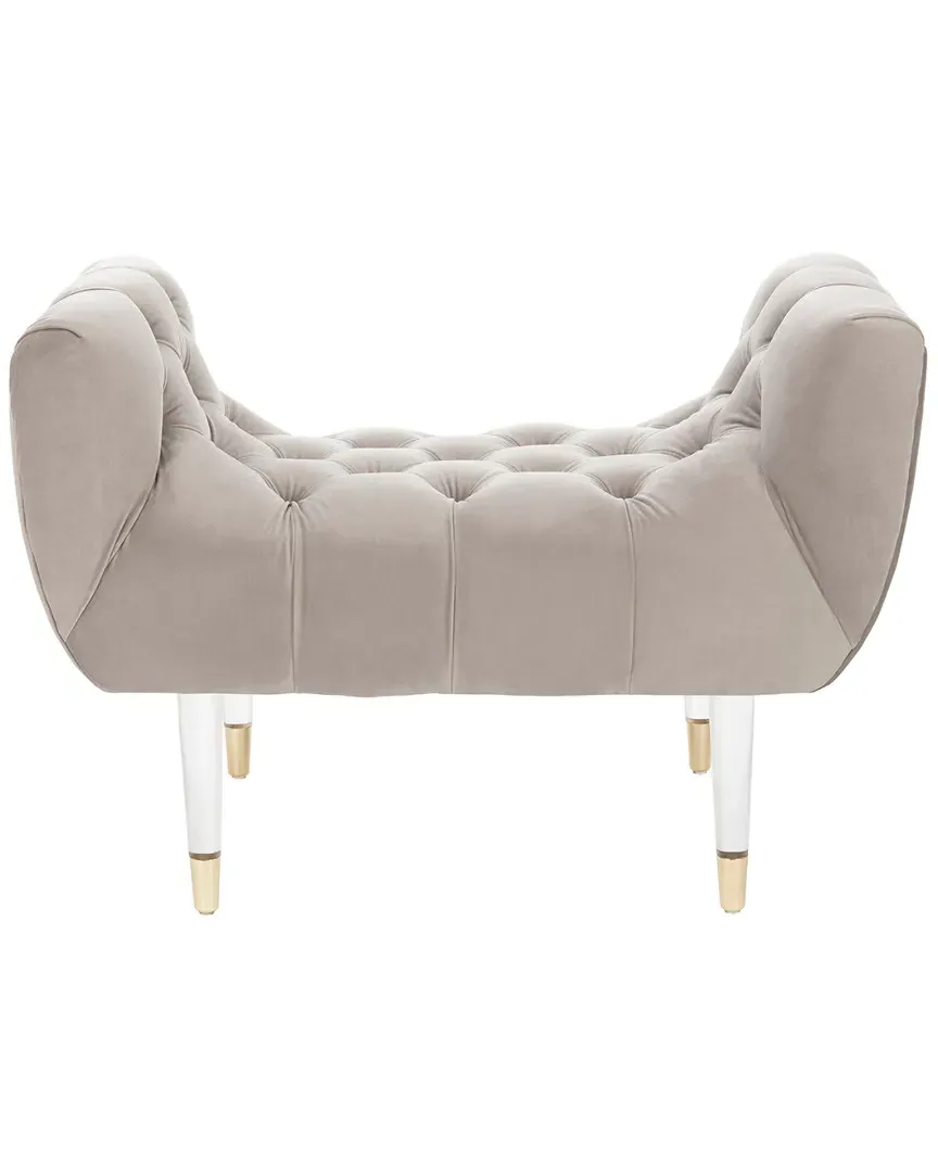 Eugenie Tufted Velvet Acrylic Bench - Pale Taupe image