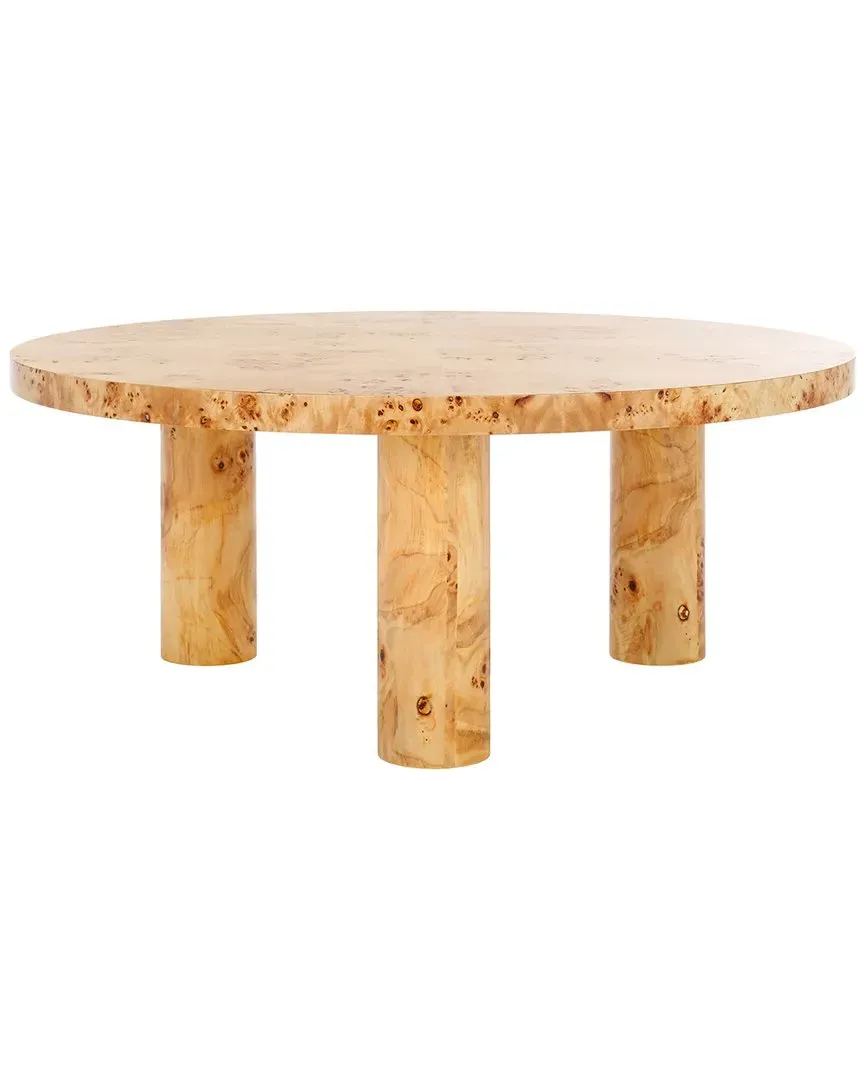 Everbella Round Coffee Table with Drawer - Natural, Burled Mappa image