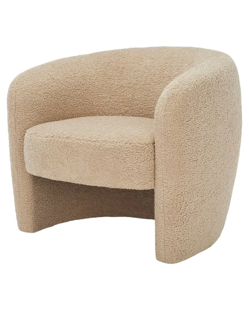 Everly Barrel Back Accent Chair - Brown, Faux Lambs Wool