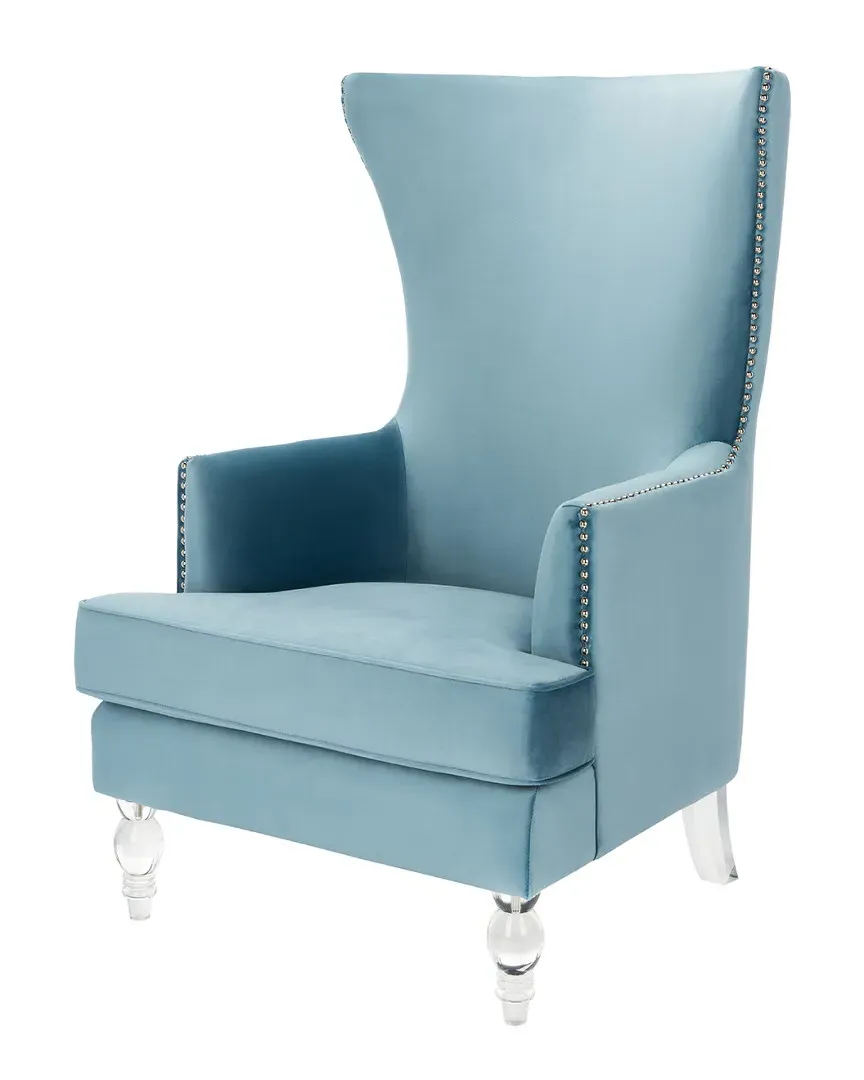 Geode Wingback Chair - Light Blue, Velvet