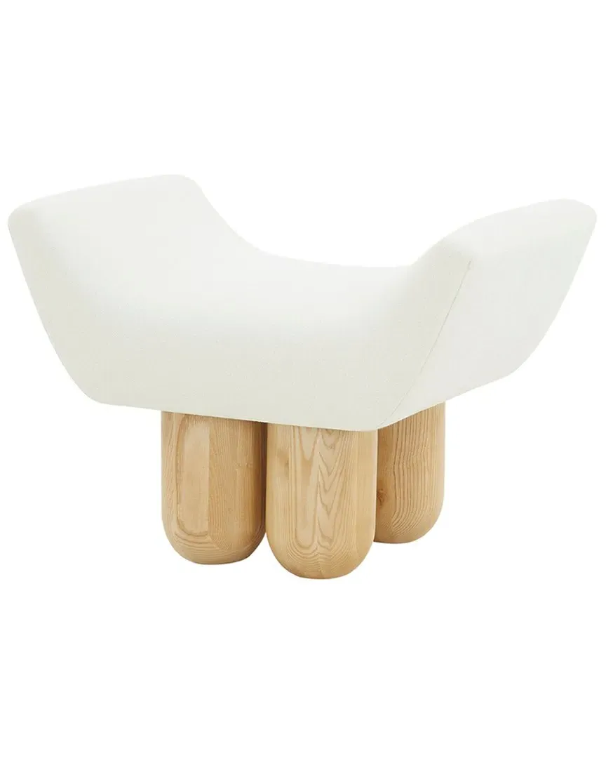 Giancarlo Upholstered Ottoman - Ivory, Boucle