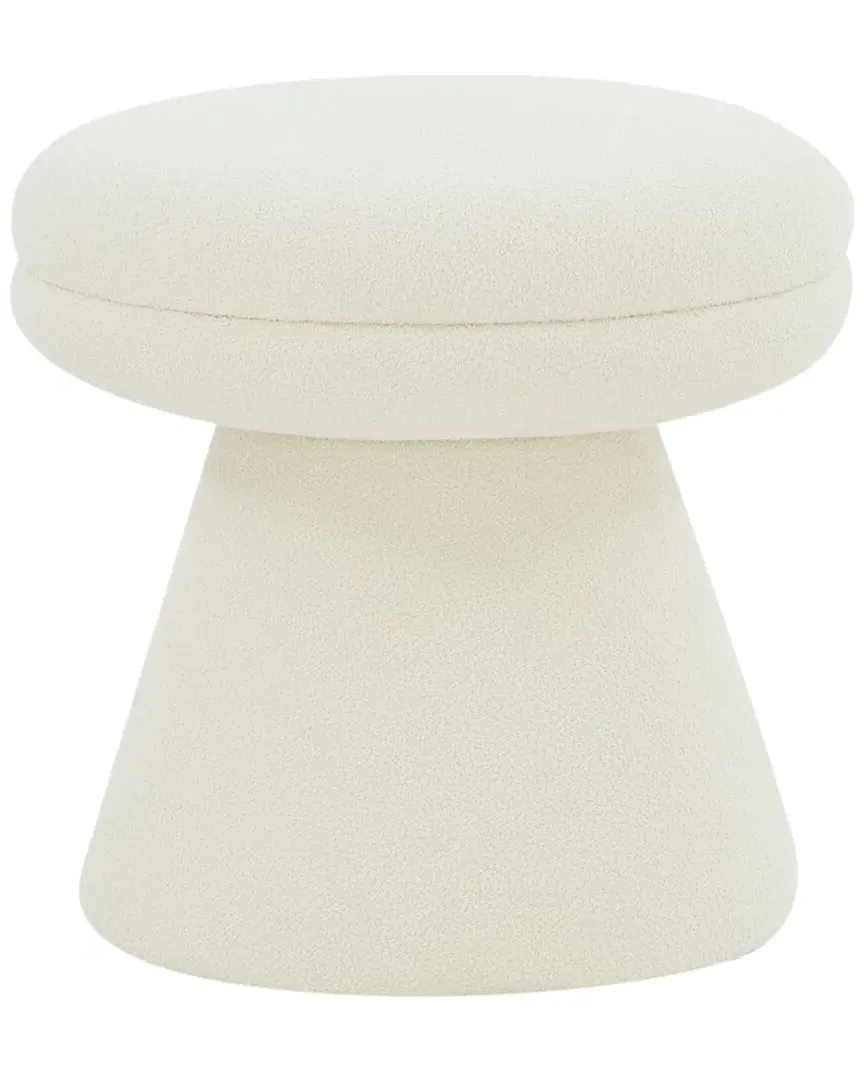 Gisella Round Ottoman - Ivory, Boucle