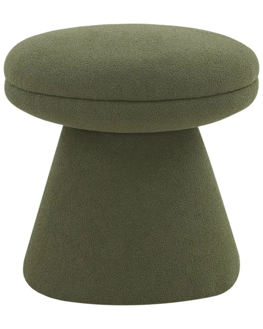 Gisella Round Ottoman - Olive, Boucle