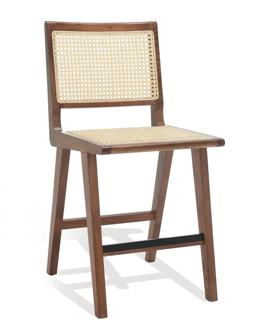 Hattie French Cane Counter Stool - Walnut, Rattan