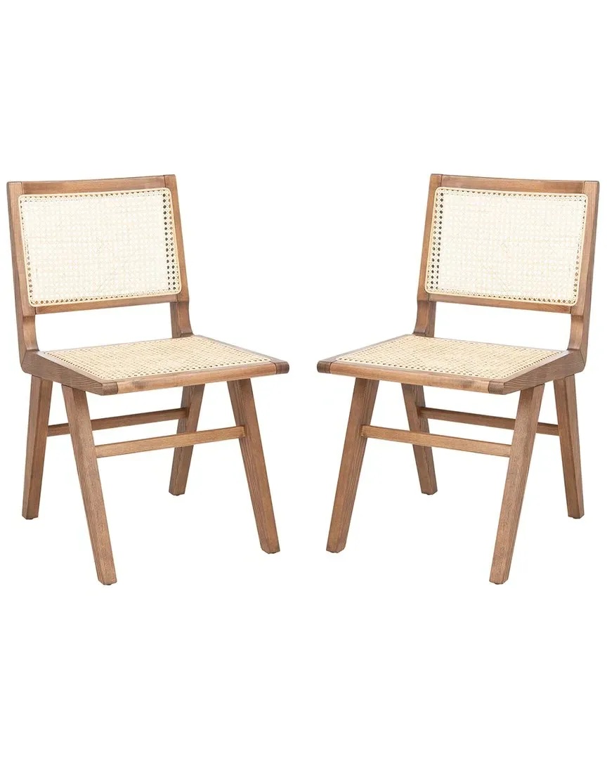Hattie French Cane Dining Chairs Set of 2 - Walnut, Rattan