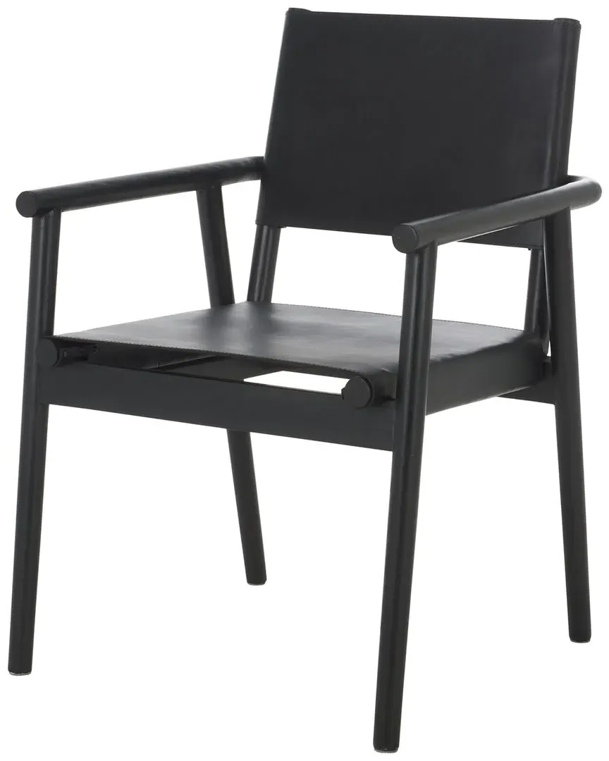 Hutson Leather Dining Chair - Black, Sungkay Wood image
