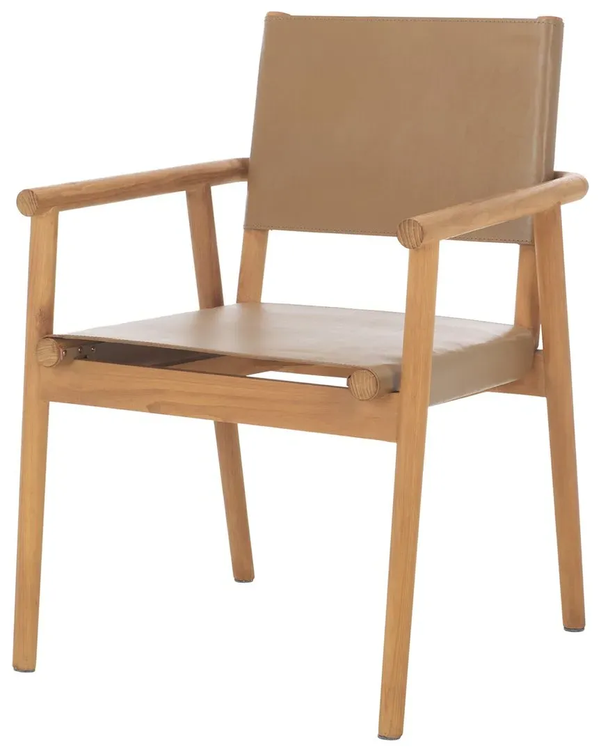 Hutson Leather Dining Chair - Brown, Sungkay Wood