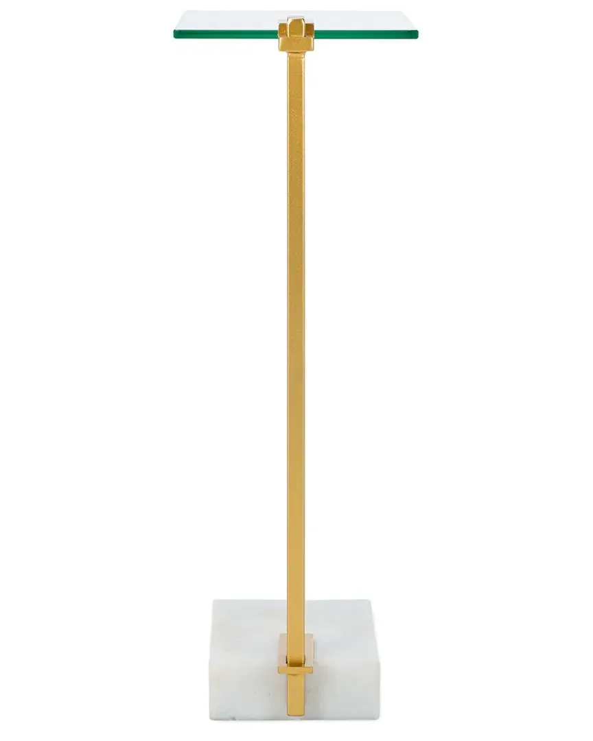 Idris Marble Base Drink Table - White, Glass image