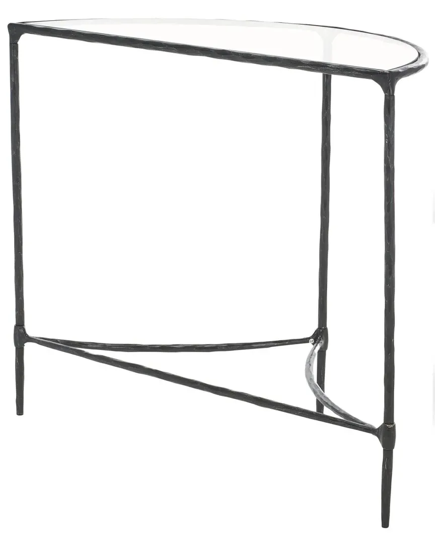 Isabellina Half Moon Console Table with Drawer - Black, Iron image