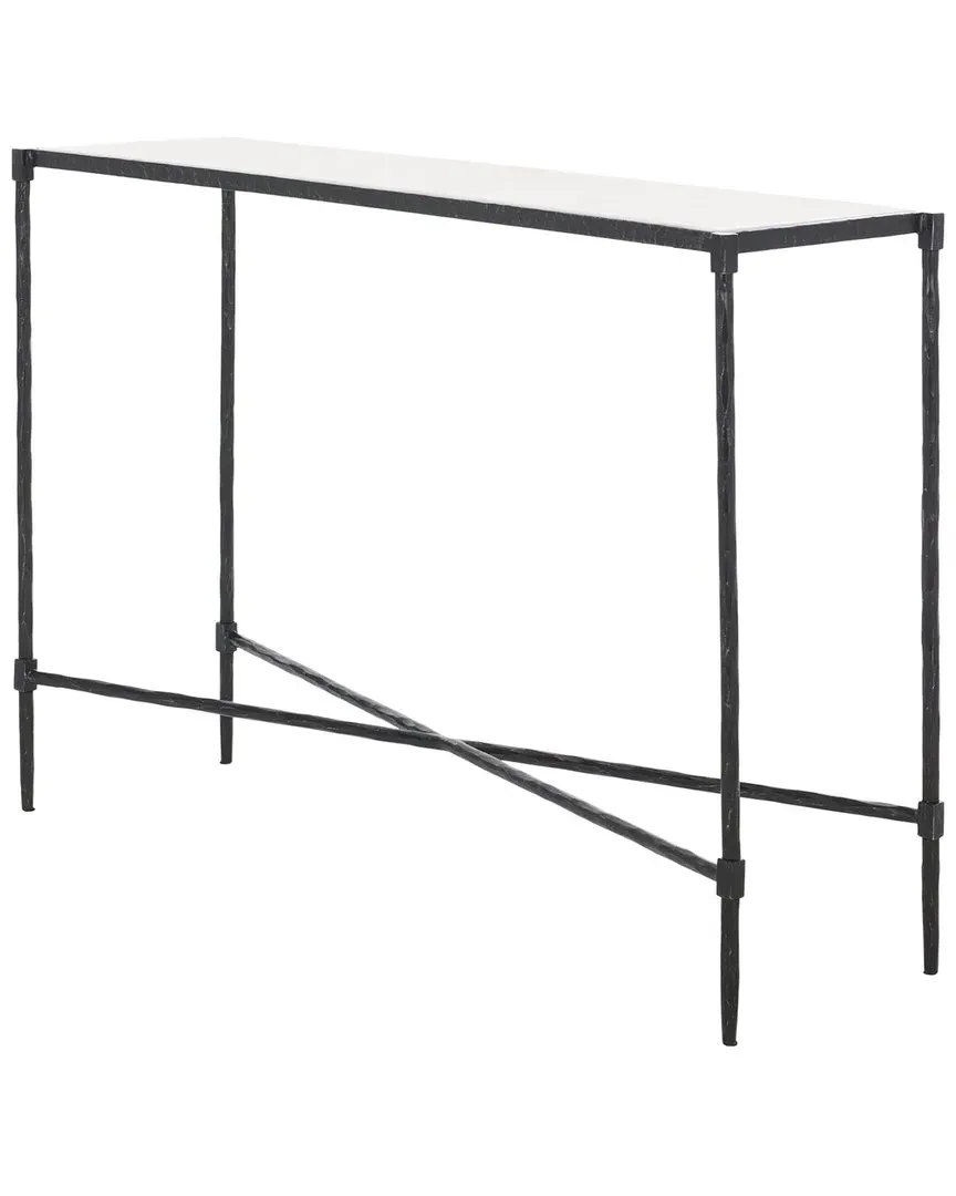Isabellina Metal Console Table with Drawer - Black, Marble
