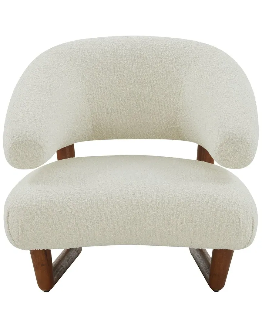 Jasmina Wooden Legs Accent Chair - Ivory, Boucle image
